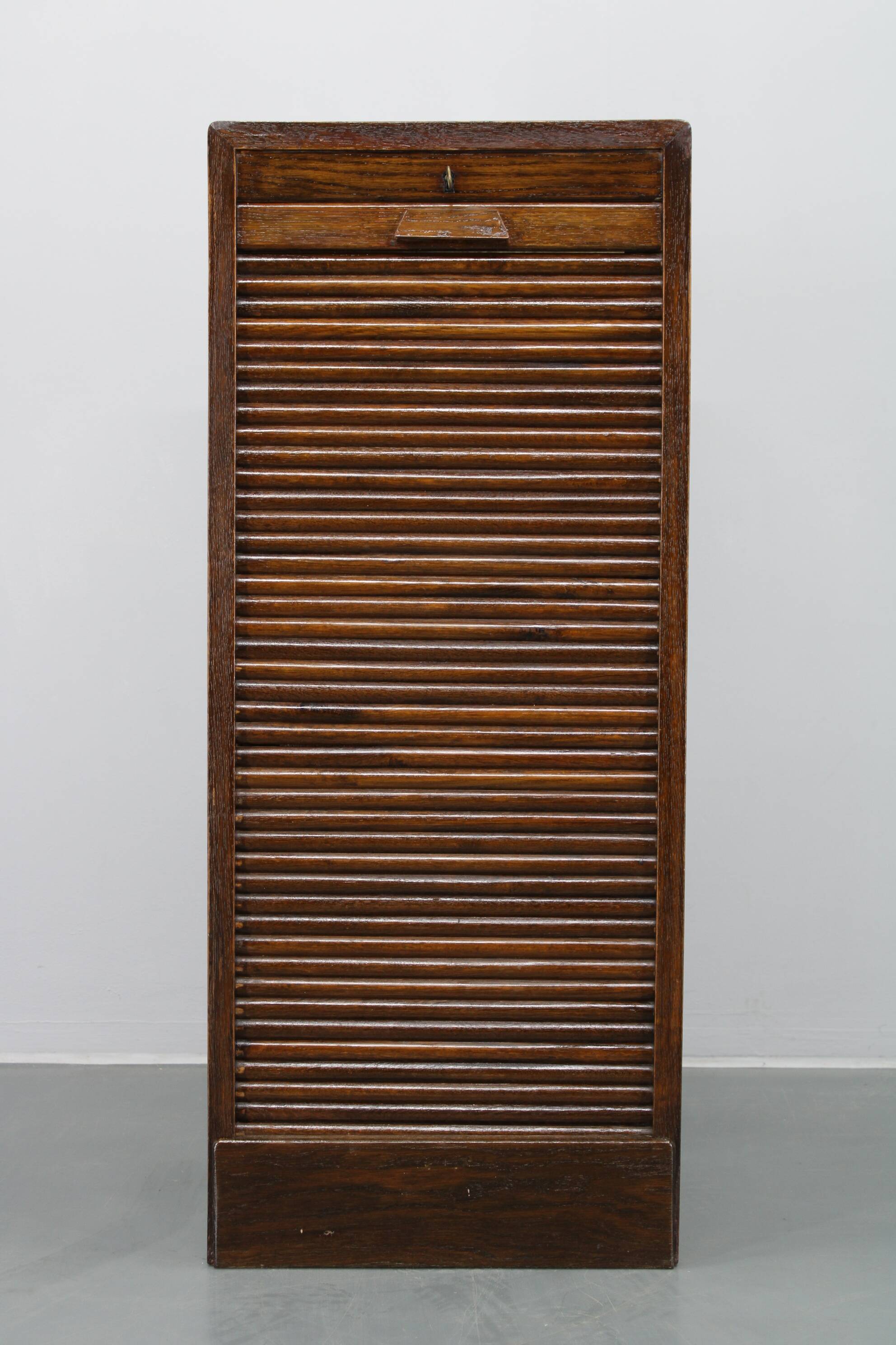 1950s Tambour Office Wooden Cabinet