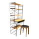 Bibliothèque modulable et tabouret en métal noir et hêtre, 1960