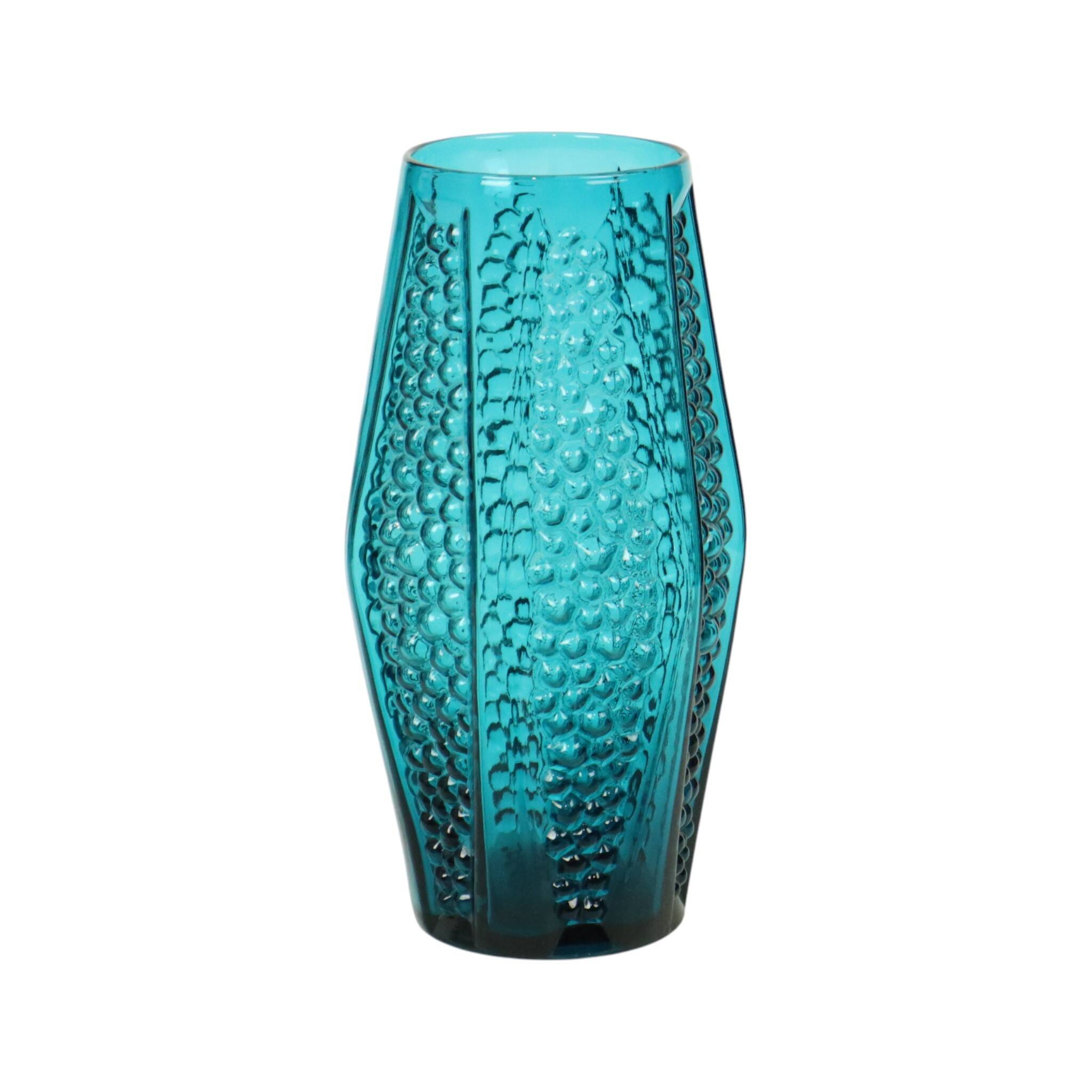 Vase à bulles vintage design bleu Stolle Nieman 1970