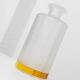 Vintage milky glass vase with yellow base, twelve-faced silhouette, Italian Bormioli, 1980s