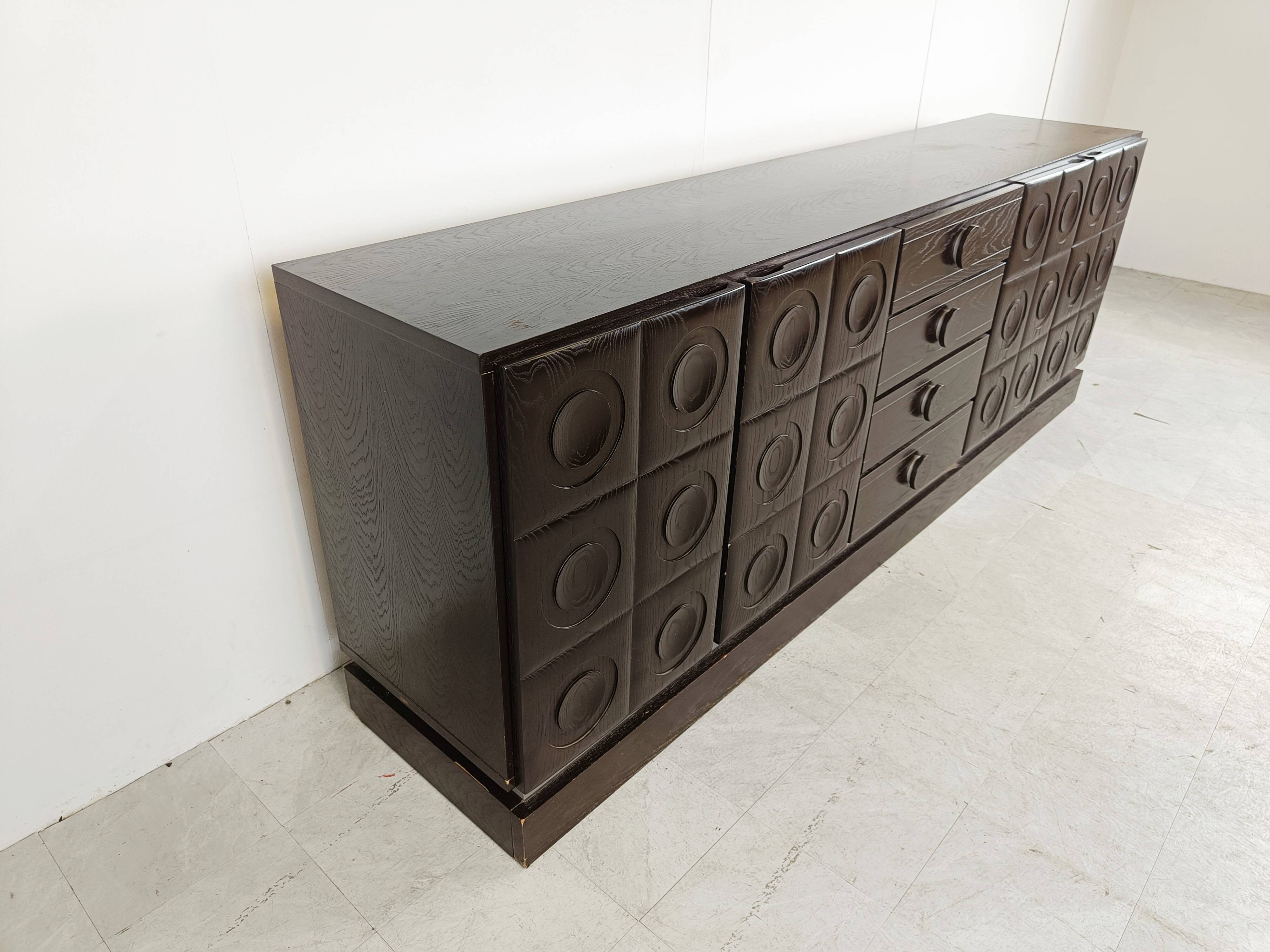 Graphical brutalist credenza, 1970s