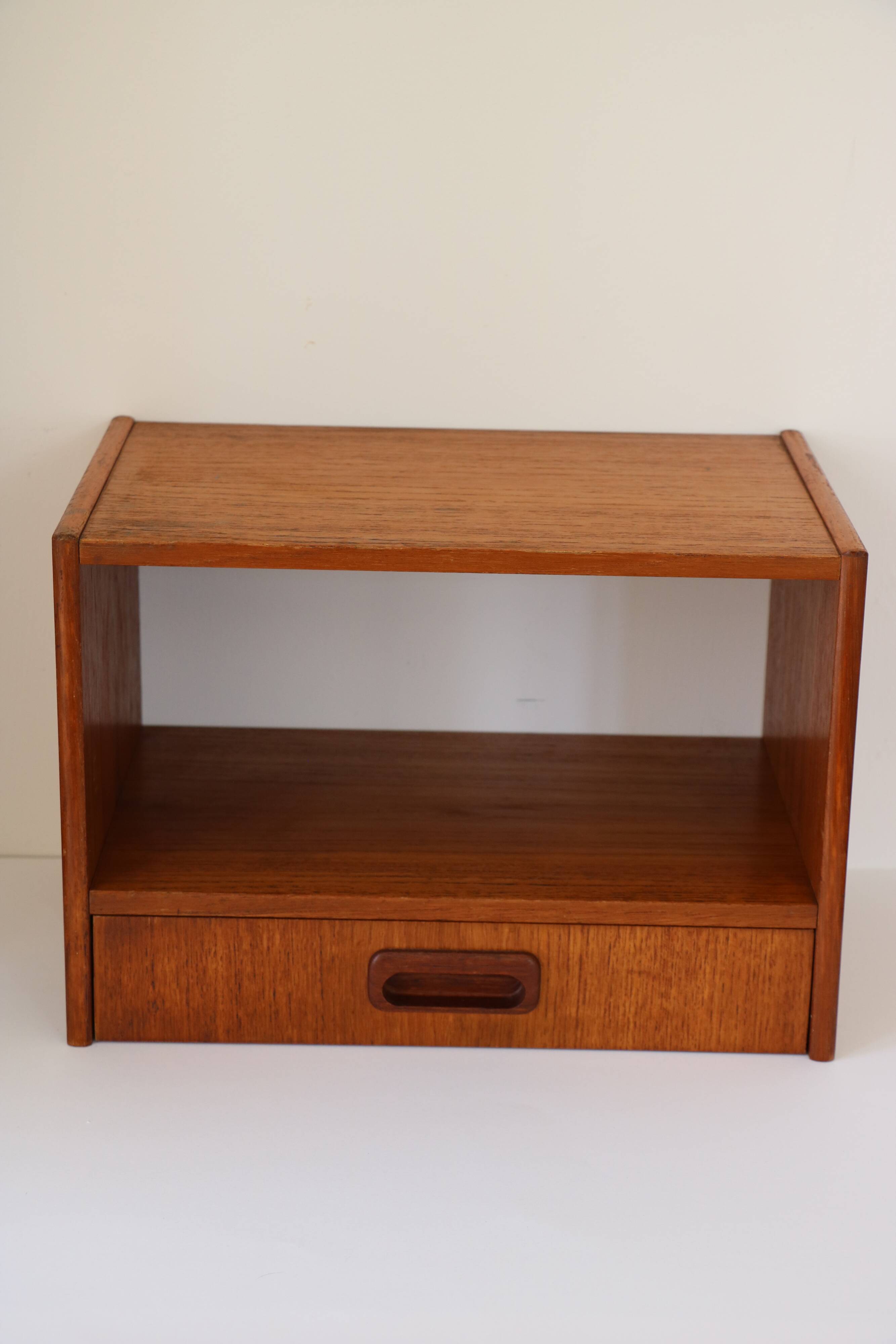 Wall-mounted bedside table with drawer, Scandinavian, 1960.