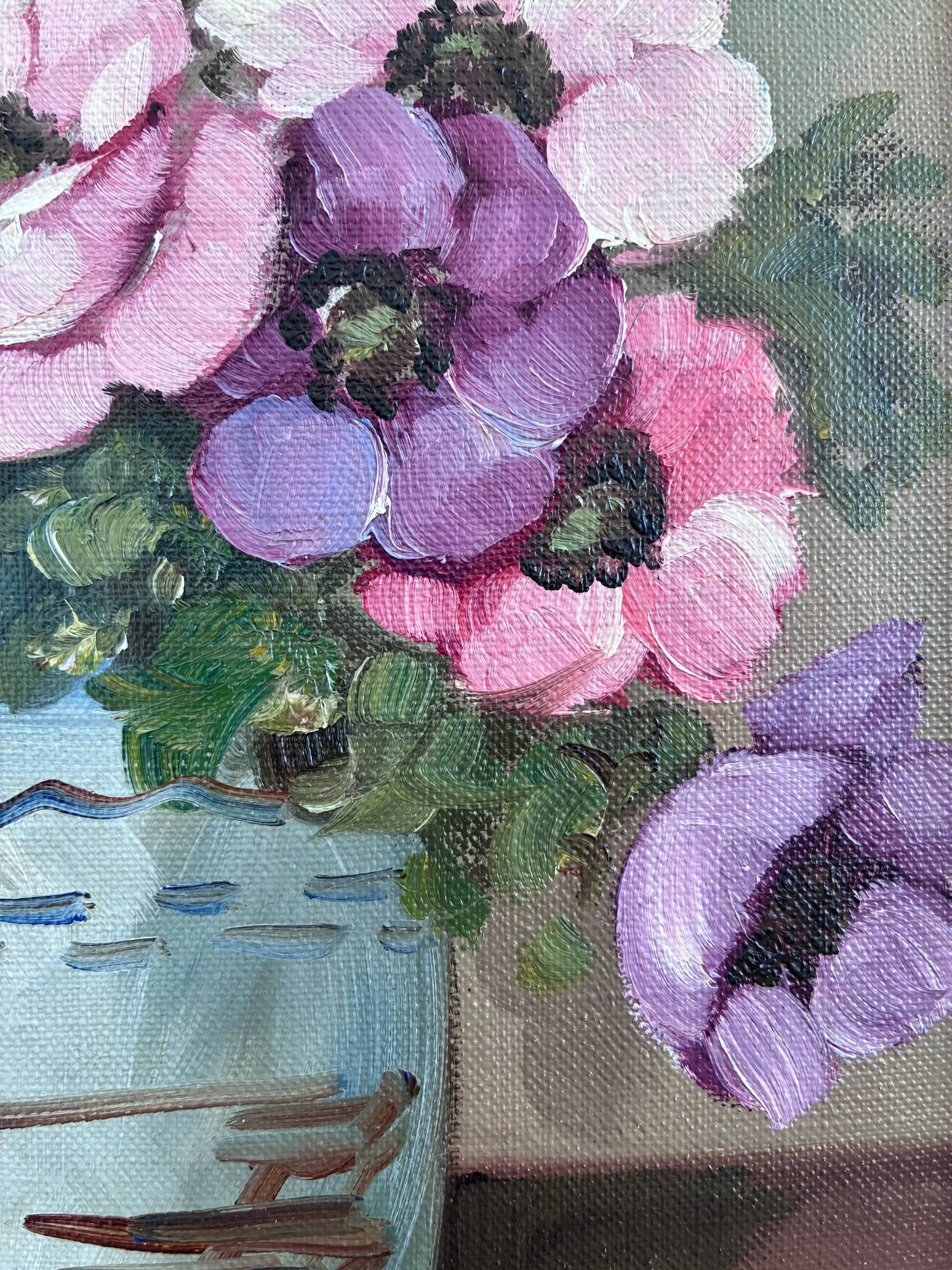 Vintage original flower oil painting, signed floral still life