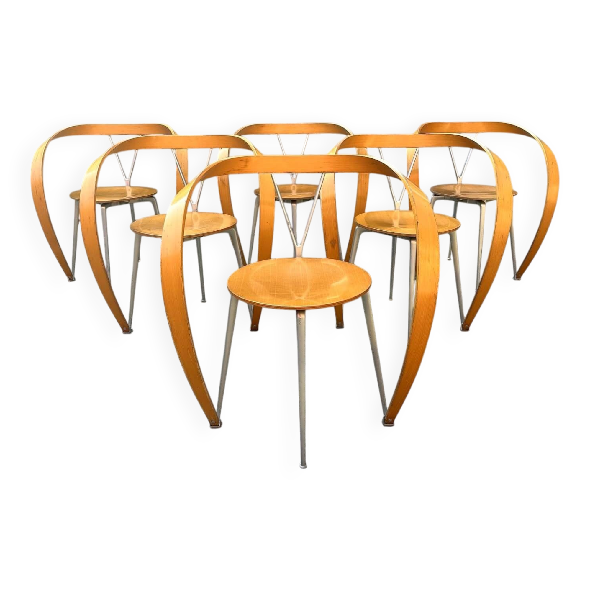 Suite de 6 chaises « Revers » par Andrea Branzi pour Cassina, 1990