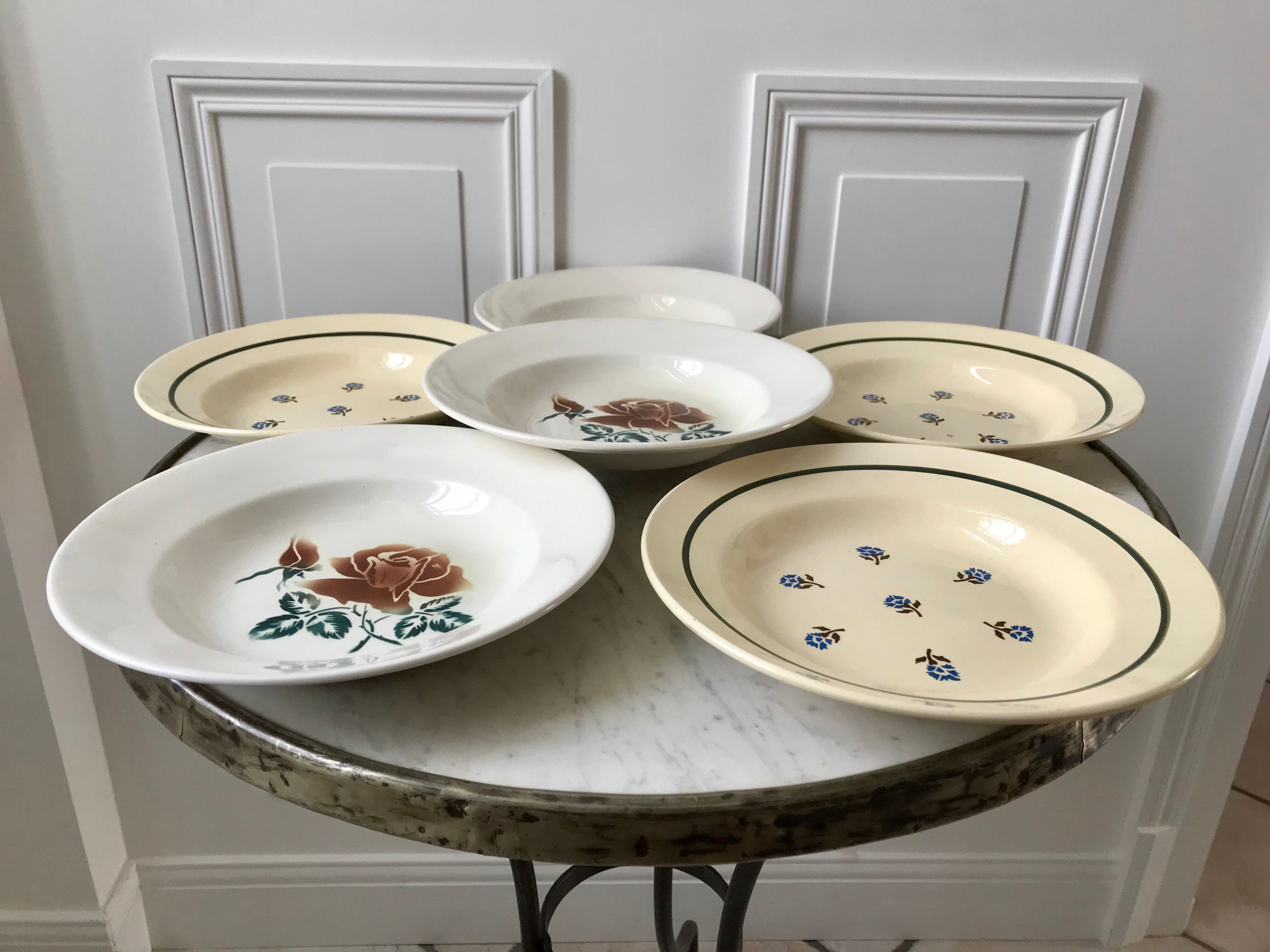Set of 6 hollow assistants Digoin Sarreguemines and Badonviller years 30-40