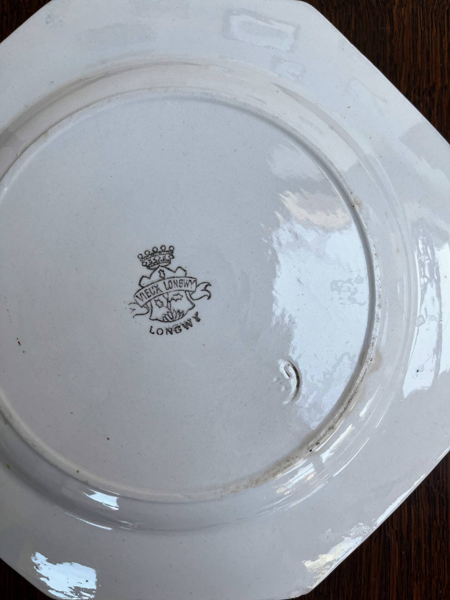 Set of 6 antique octagonal plates Longwy – Old Longwy