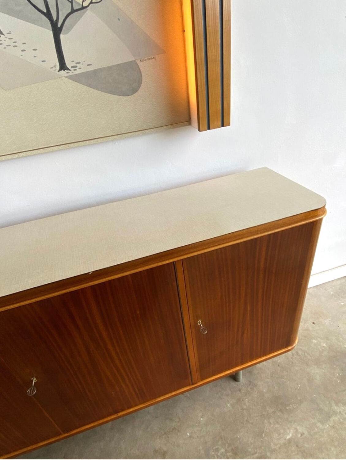 Sideboard and Matching Decorative Art Piece from the Cruise Liner "SS Rotterdam"