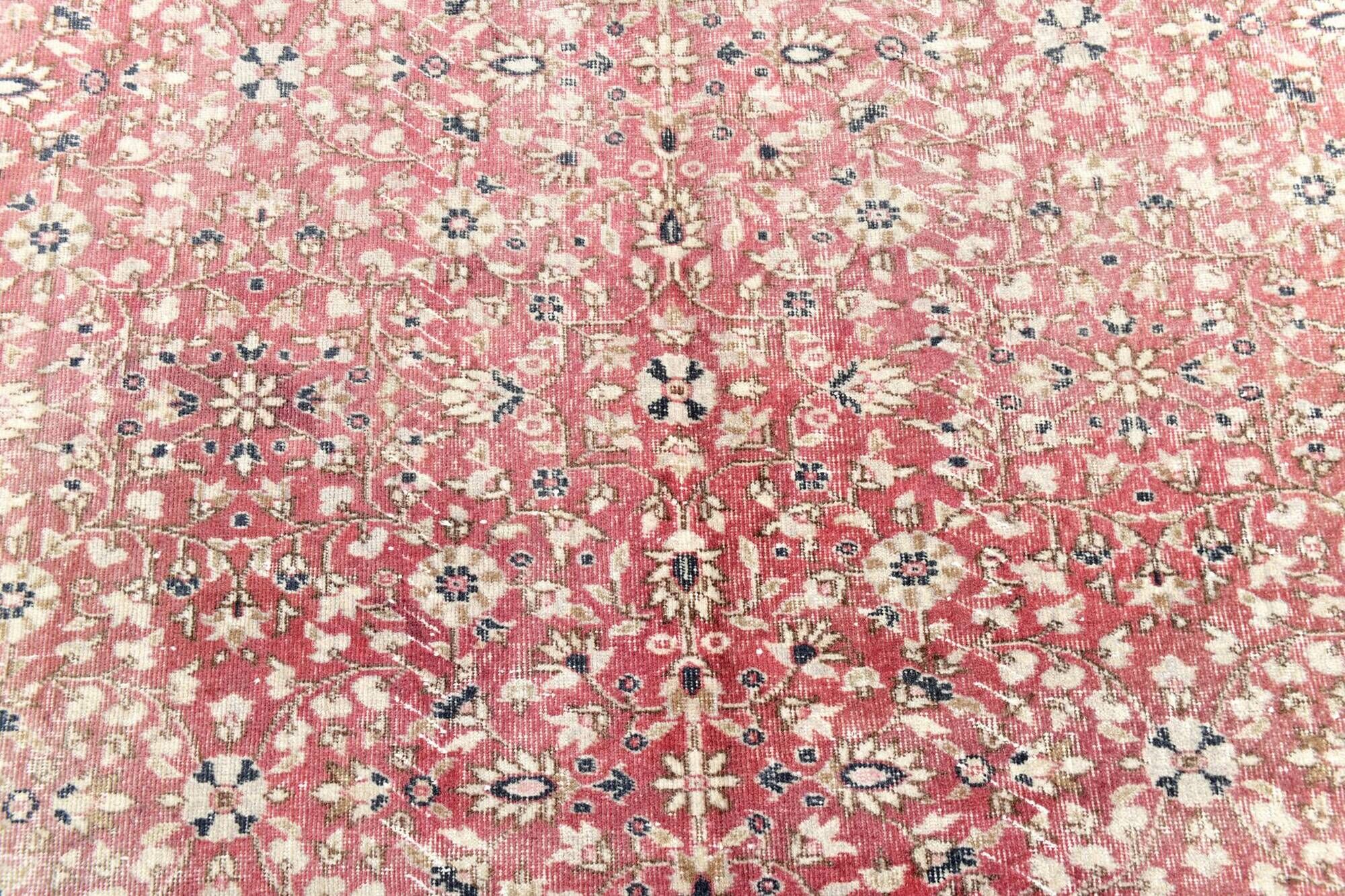 Red & Navy Blue Floral Vintage Persian Rug