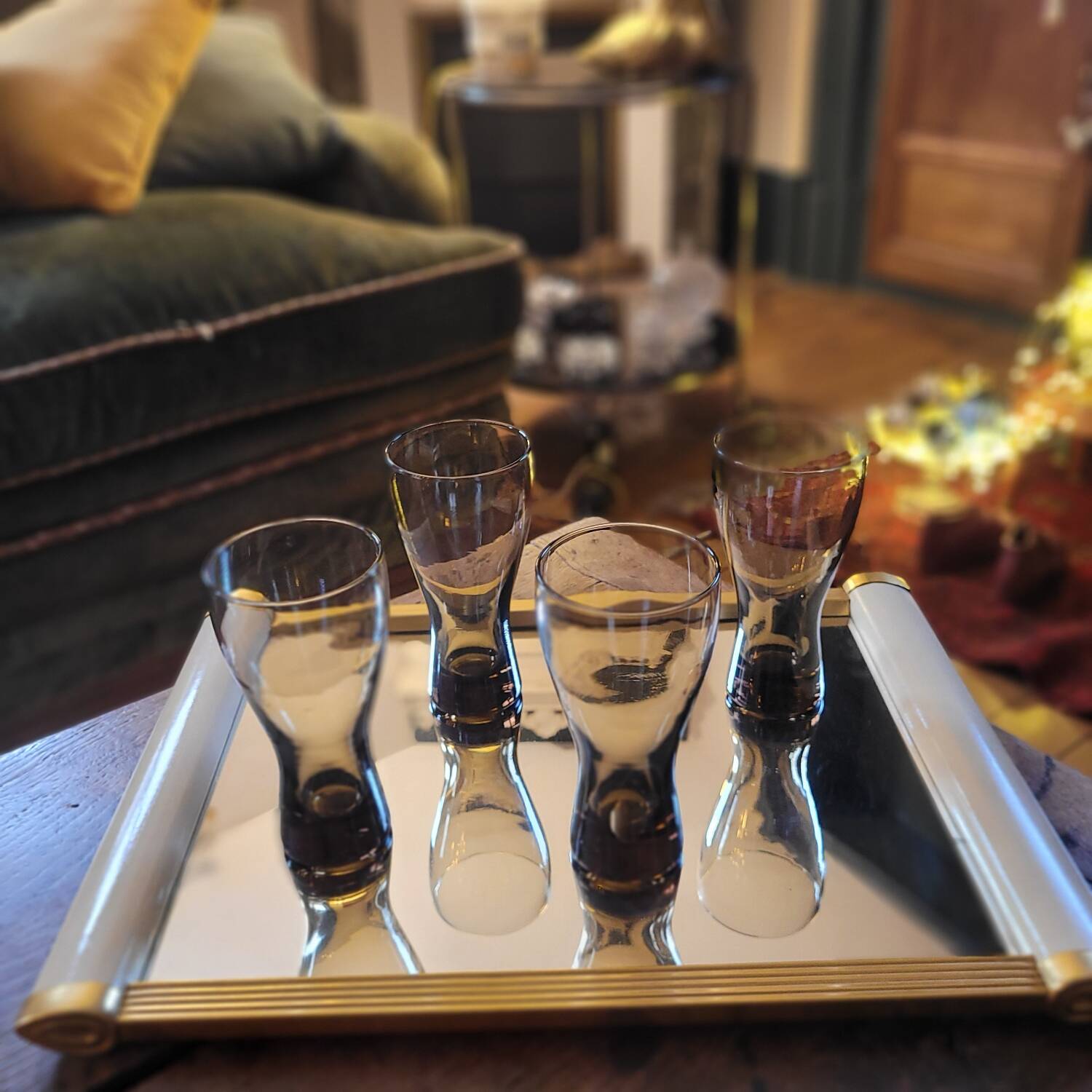 4 verres long drink en verre fumé 70s