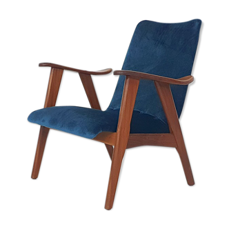 Lounge chair in velvet, Louis van Teeffelen for Webe, The Netherlands 1960's