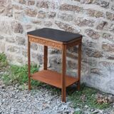 Art deco engraved wood side table