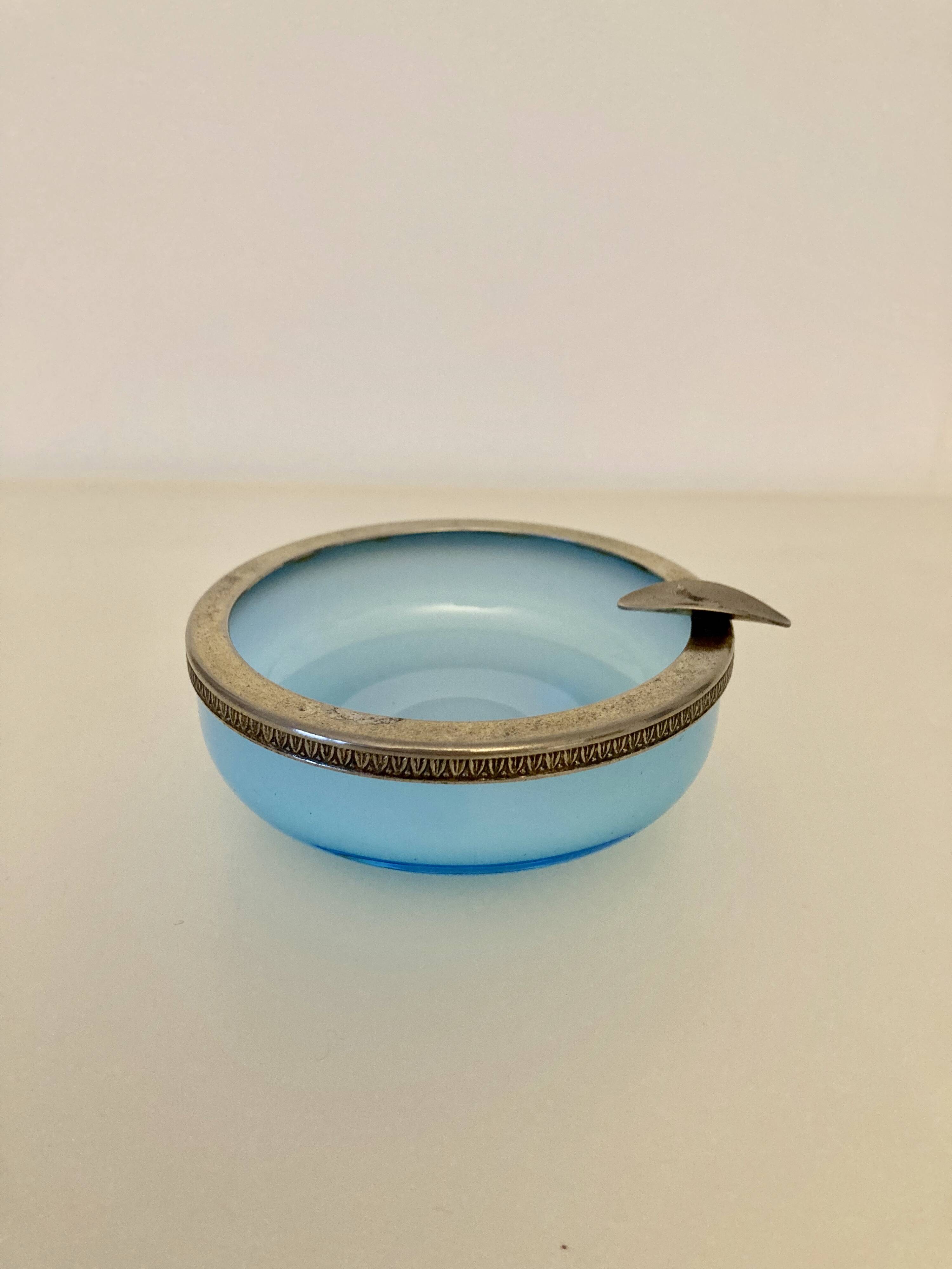 Blue opaline ashtray