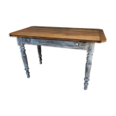 Table bureau en bois et patine shabby chic