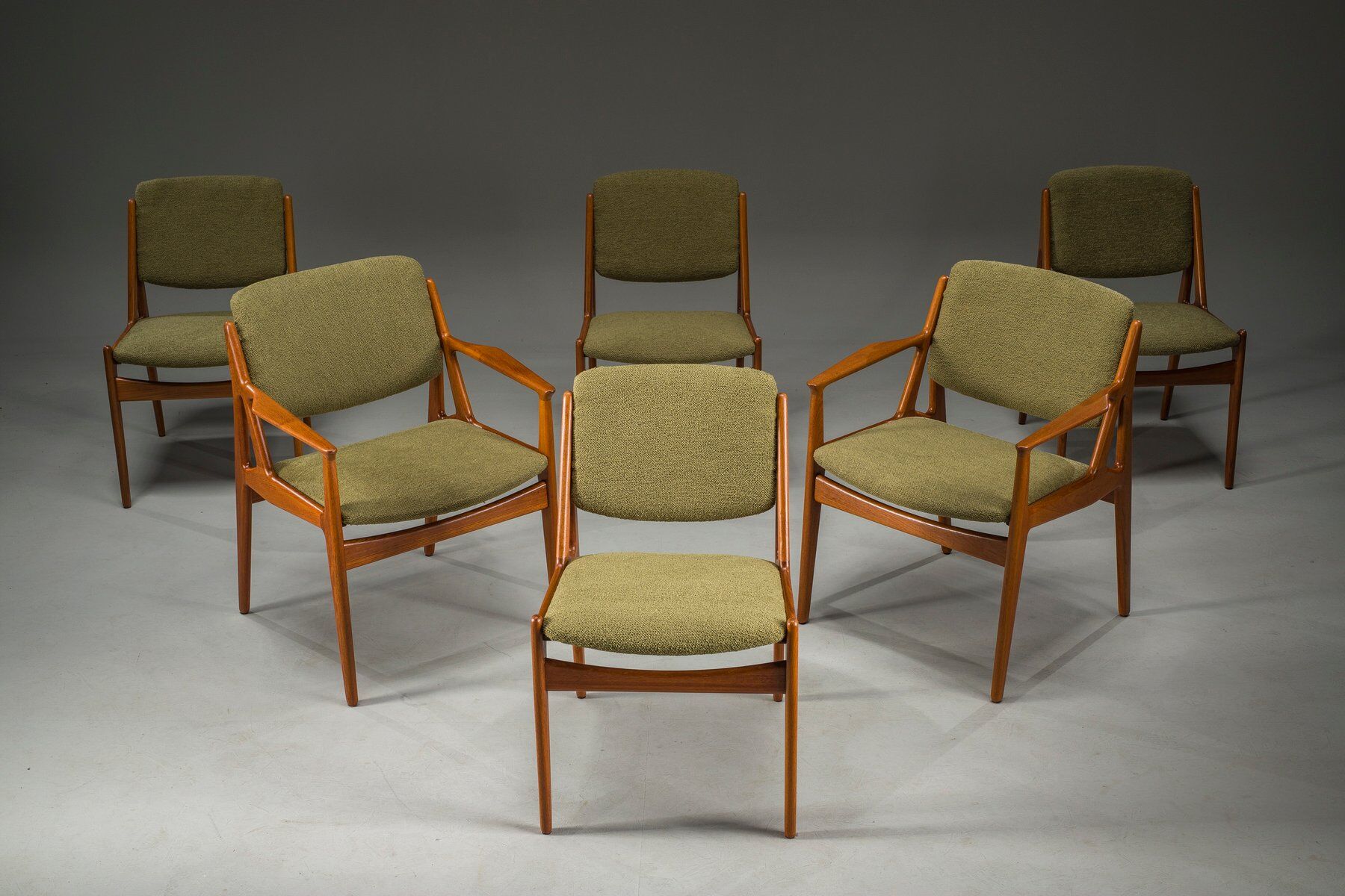 Danish Ella chairs in teak attributed to Arne Vodder for Vamo Sønderborg, 1960s, set of 6