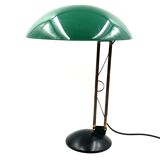Lampe de table vintage verte et laiton, Italie 1960