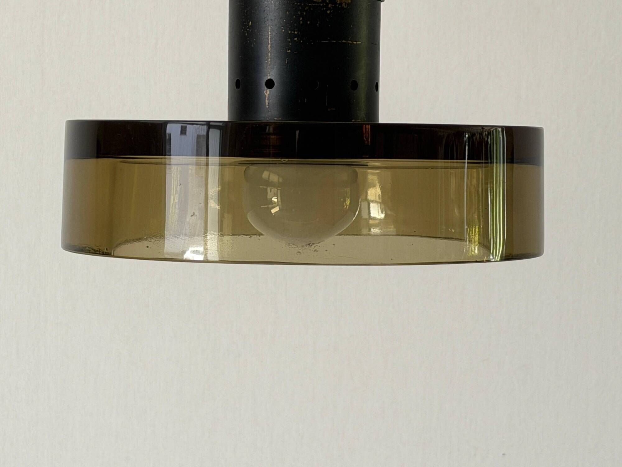 Flush mount in glass and yellow-brown metal by Seguso, 1950s, Italy.