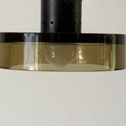 Flush mount in glass and yellow-brown metal by Seguso, 1950s, Italy.