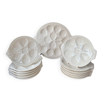 Rare Art Deco turbo oyster set Boch La Louvière 1920