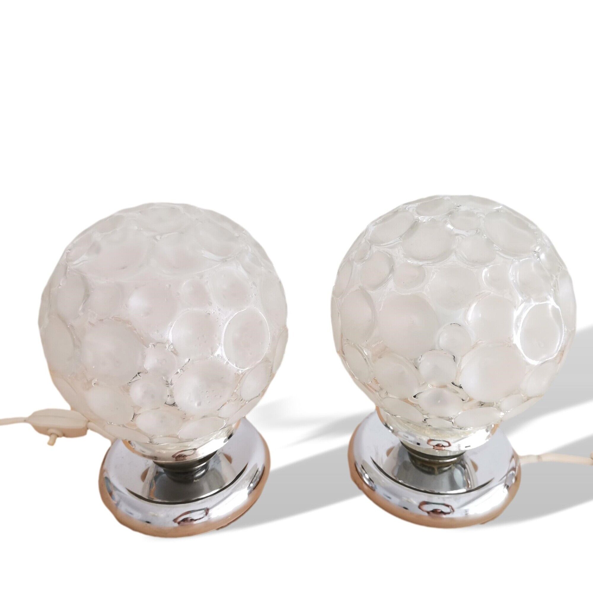 Pair of German 50s Modernisr glass table lamps by Groewe