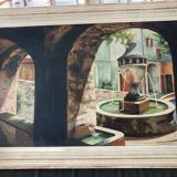 Peinture de Fontaines  à l’huile encadré