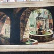 Peinture de Fontaines  à l’huile encadré