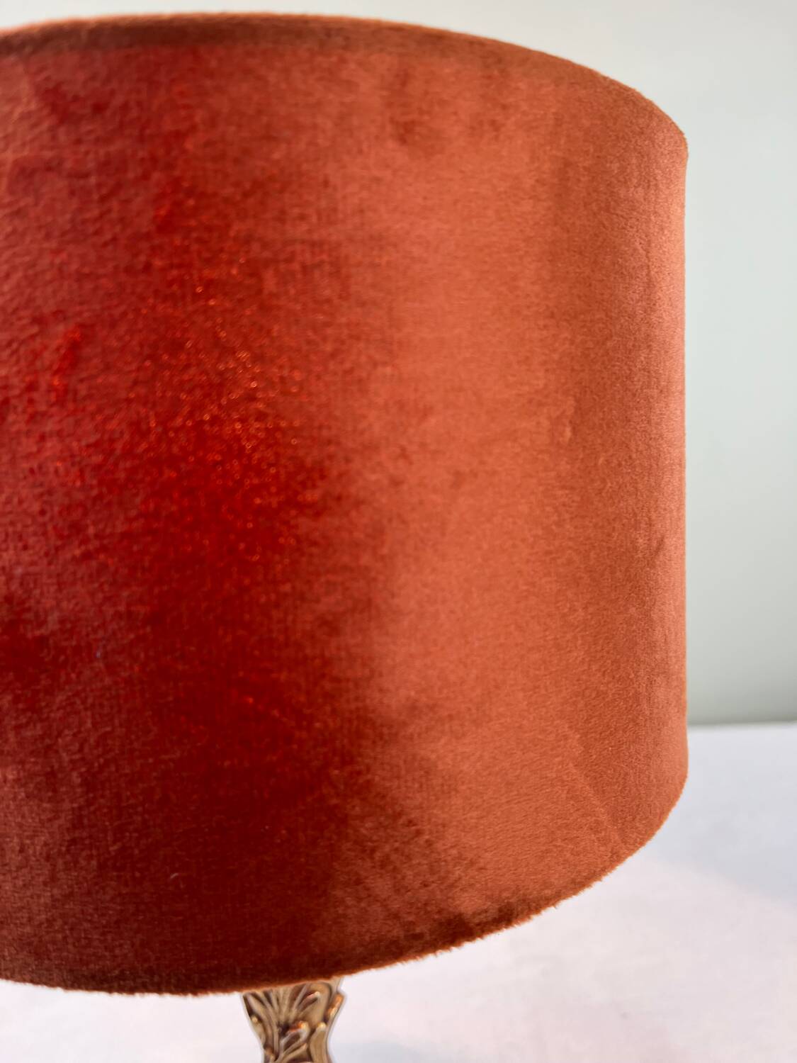 Brass and velvet lamp