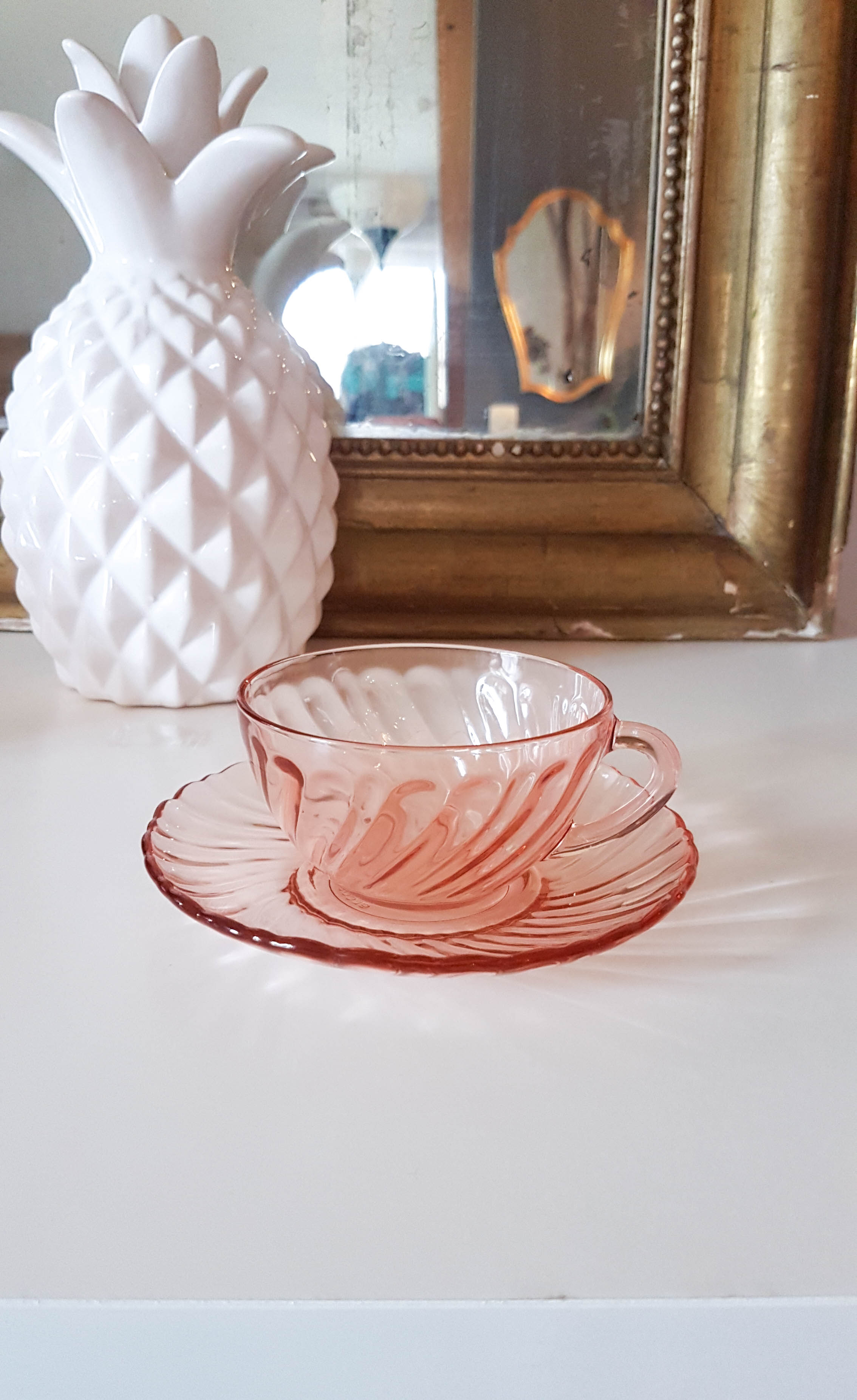 Lot of 6 Pink Tea Cups - Rosaline Subcups ARCOROC LUMINARC Tea Service