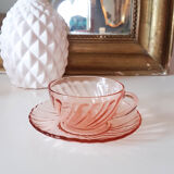 Lot of 6 Pink Tea Cups - Rosaline Subcups ARCOROC LUMINARC Tea Service
