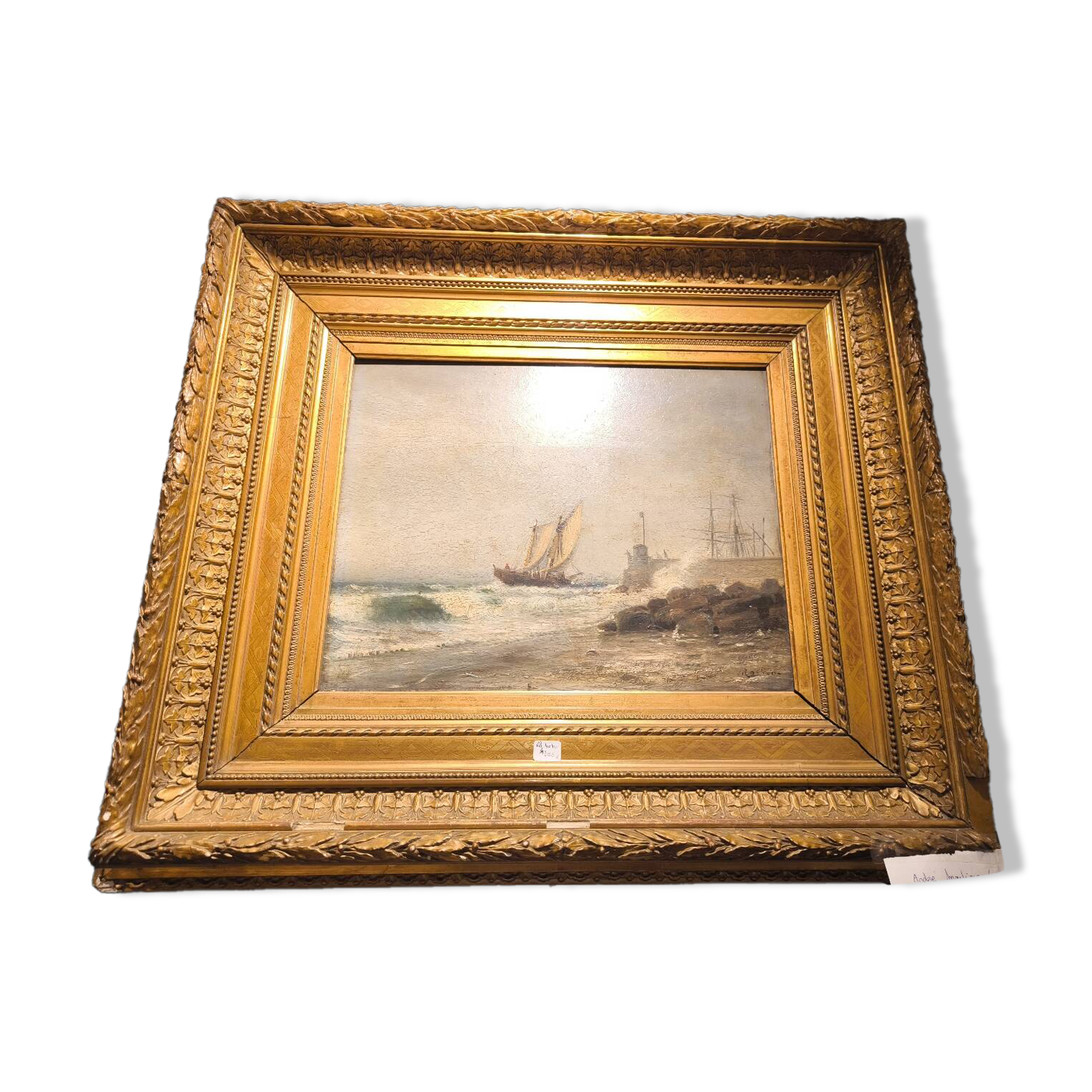 Oil on canvas, late 19th century, seascape by André Maglione