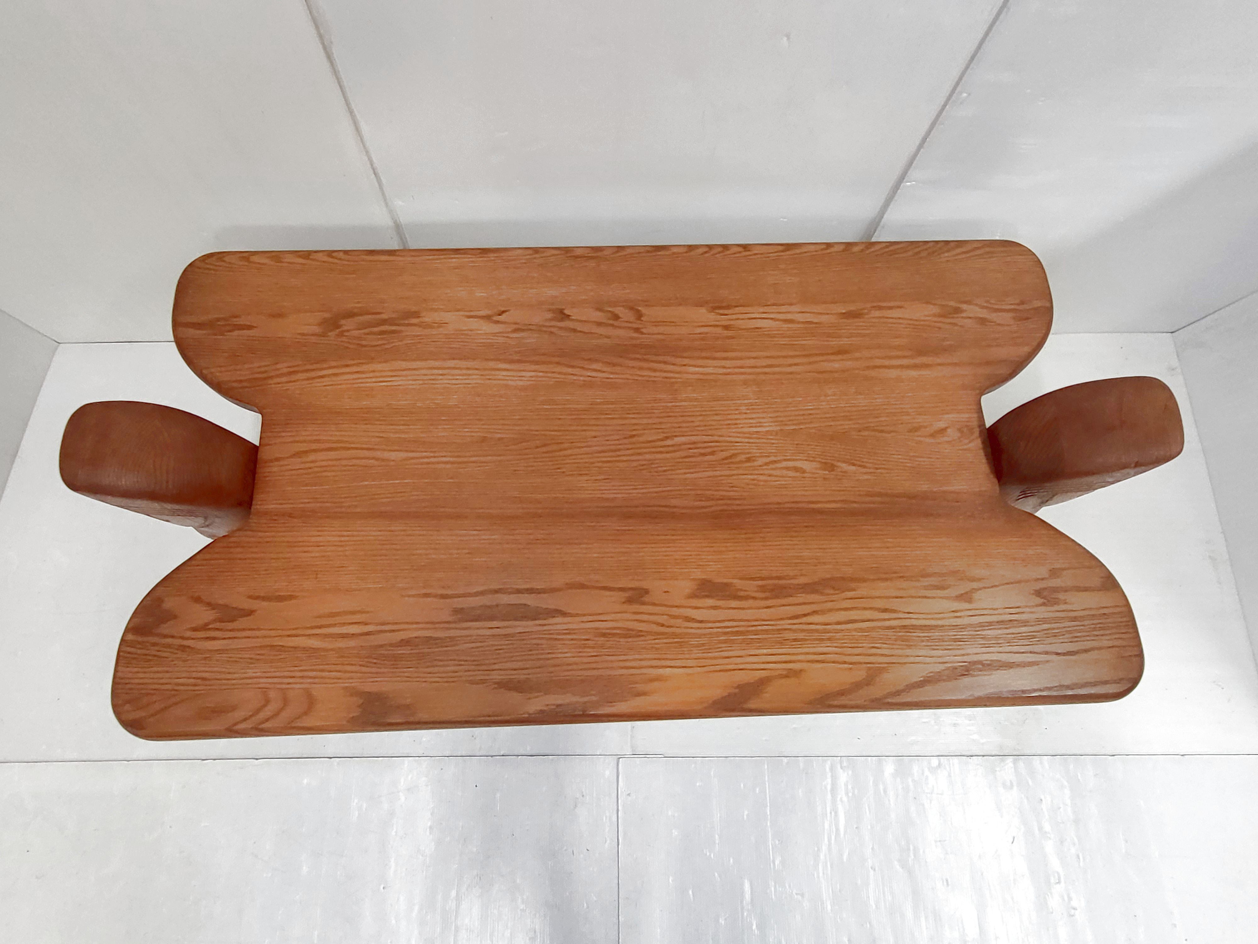 Vintage coffee table 1970 in solid oak