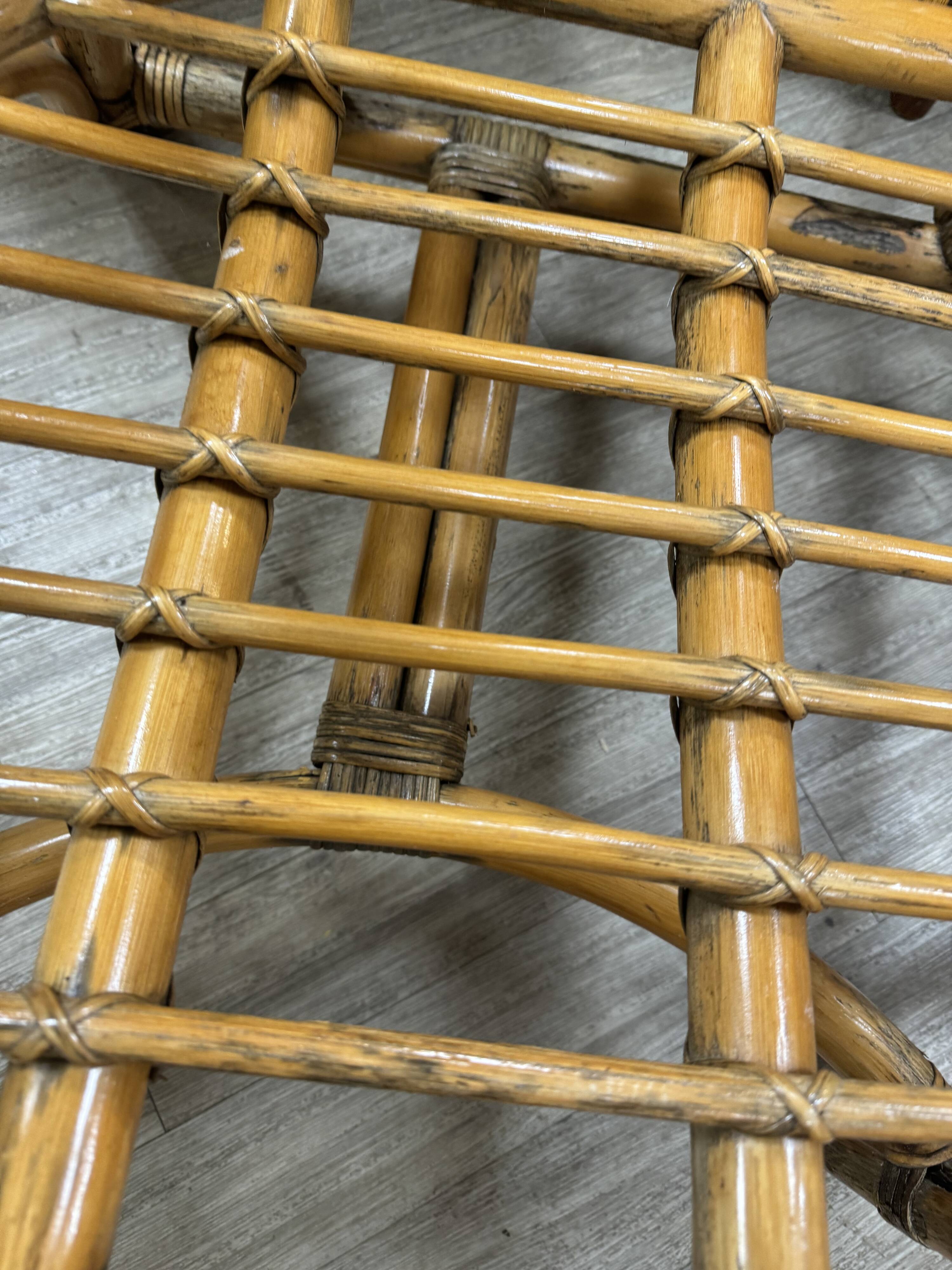 Vintage rattan bench 70