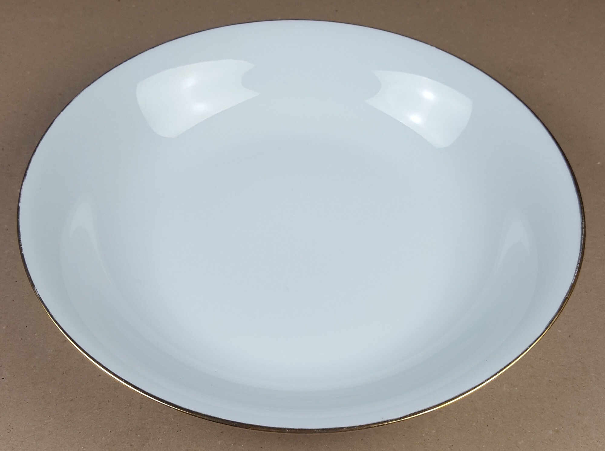 Large round porcelain dish Limoges France gilding gold edging