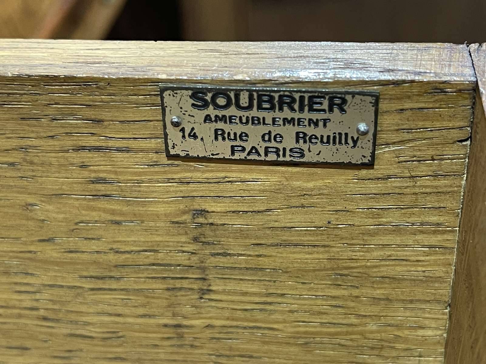 SOUBRIER Chippendale sideboard in oak, elm burl and marble