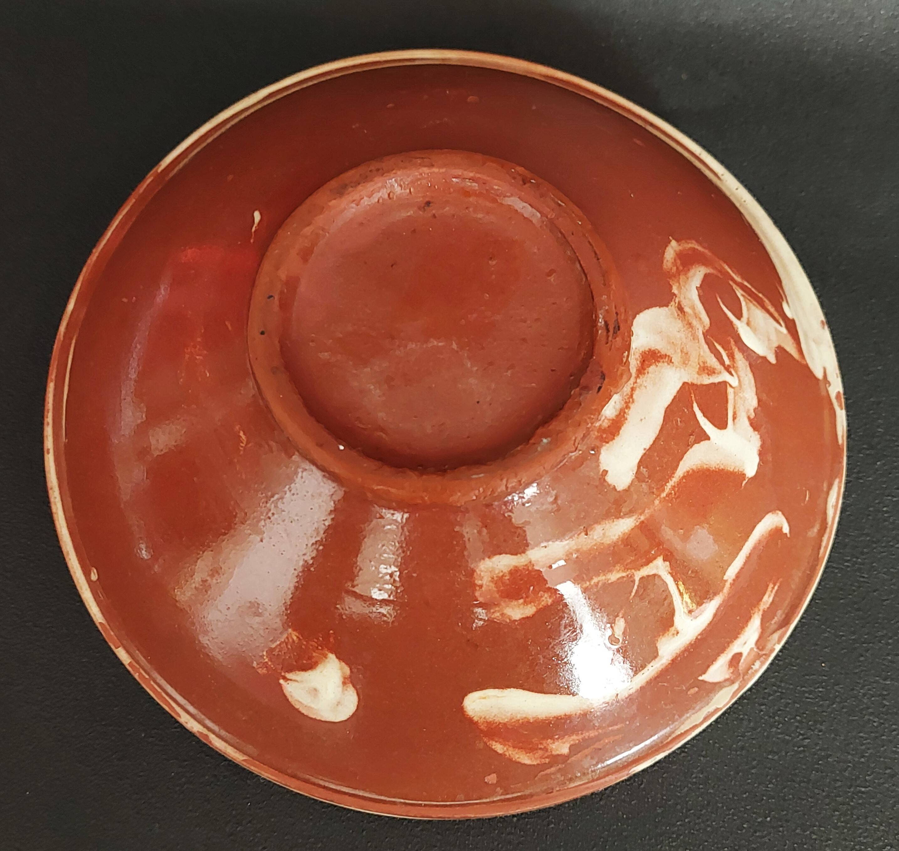 20th century glazed terracotta salad bowl