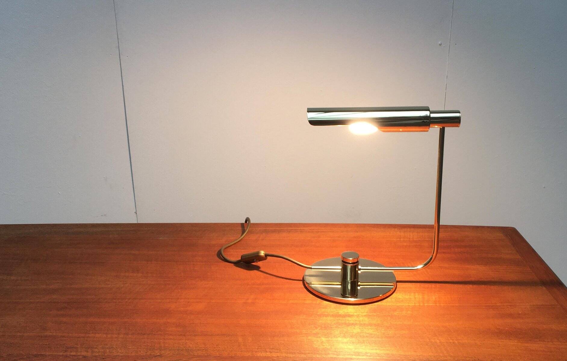 Mid-century minimalist brass table lamp by Rosemarie & Rico Baltensweiler for Baltensweiler.