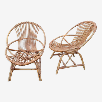 Paire de fauteuils en rotin