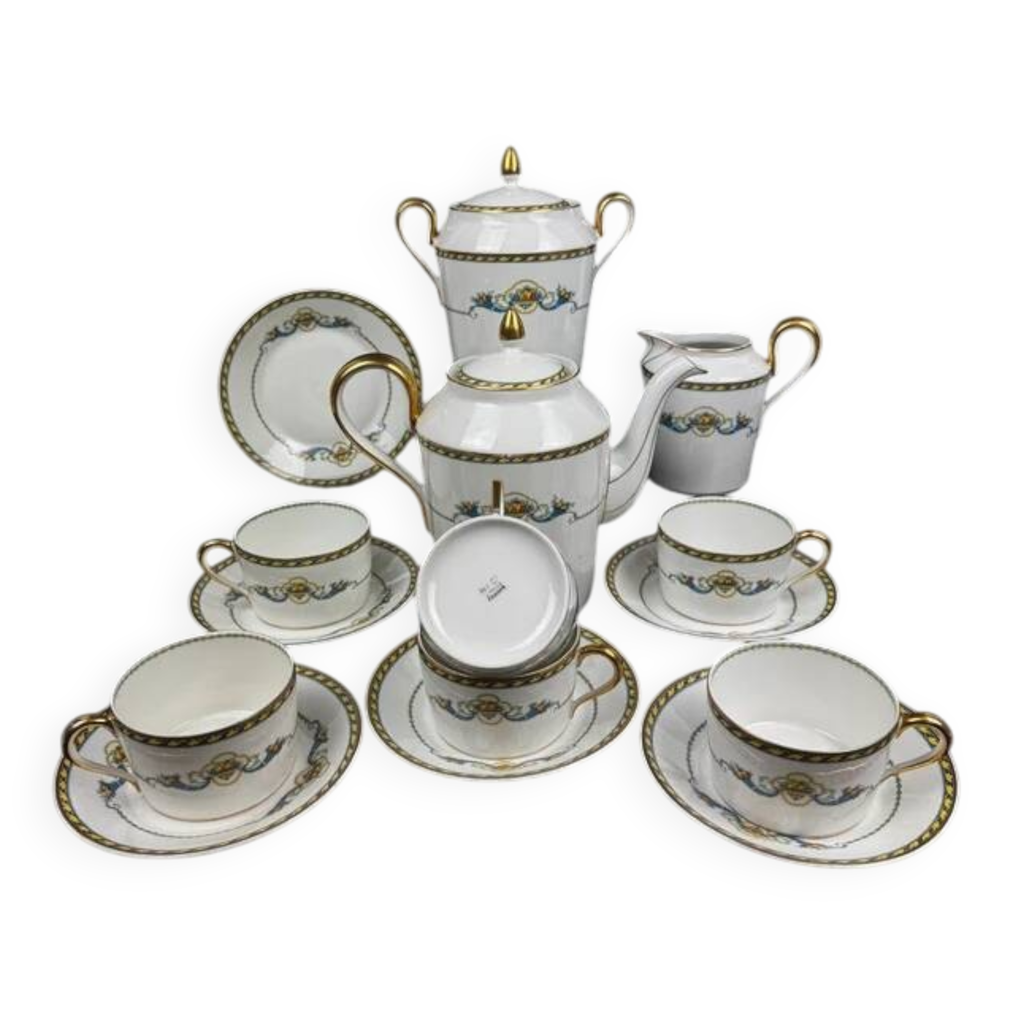Bernardaud Limoges porcelain tea set with Cornucopia decoration