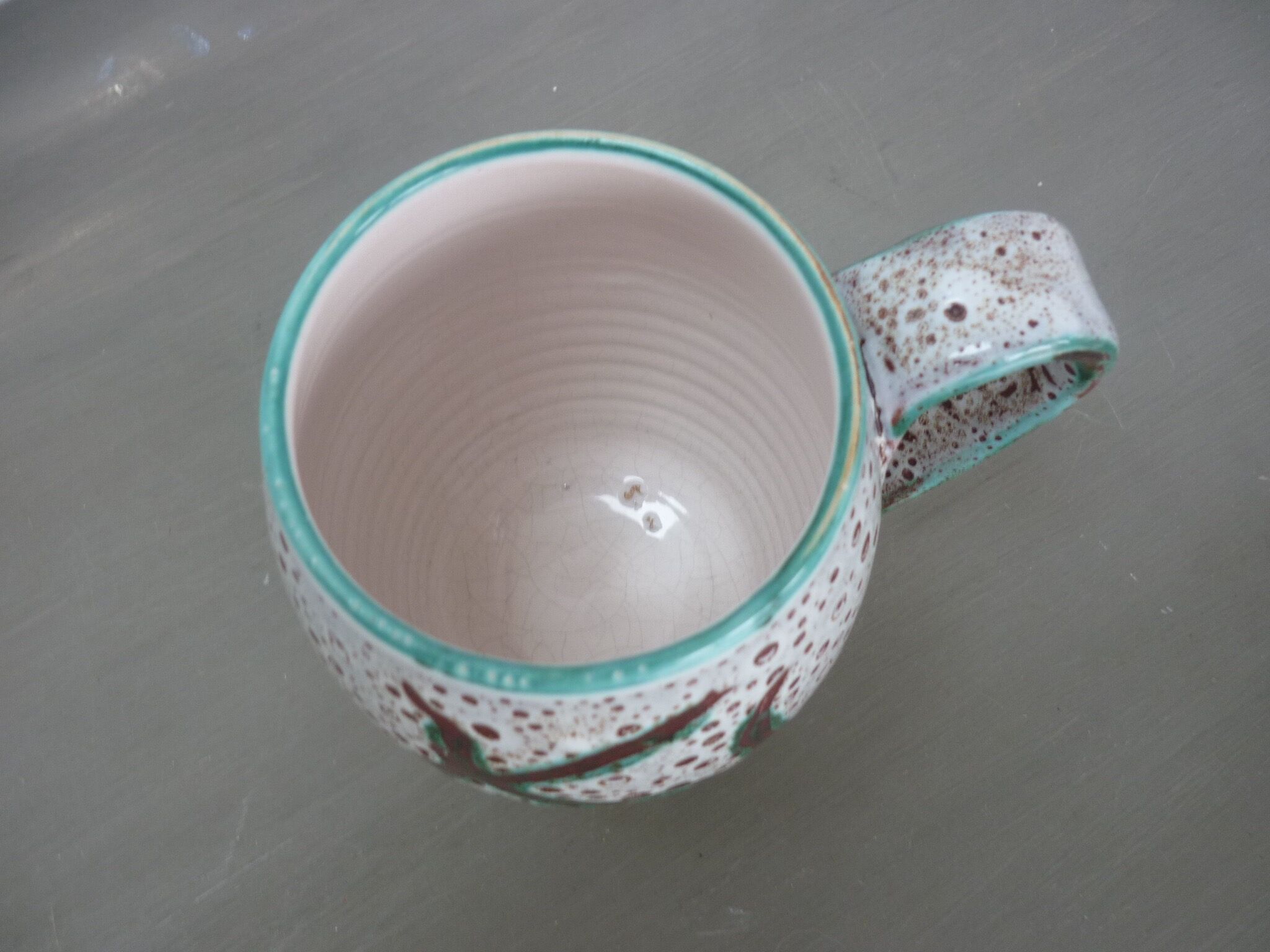 Cup/mug seaweed décor and fish Fat Lava vintage