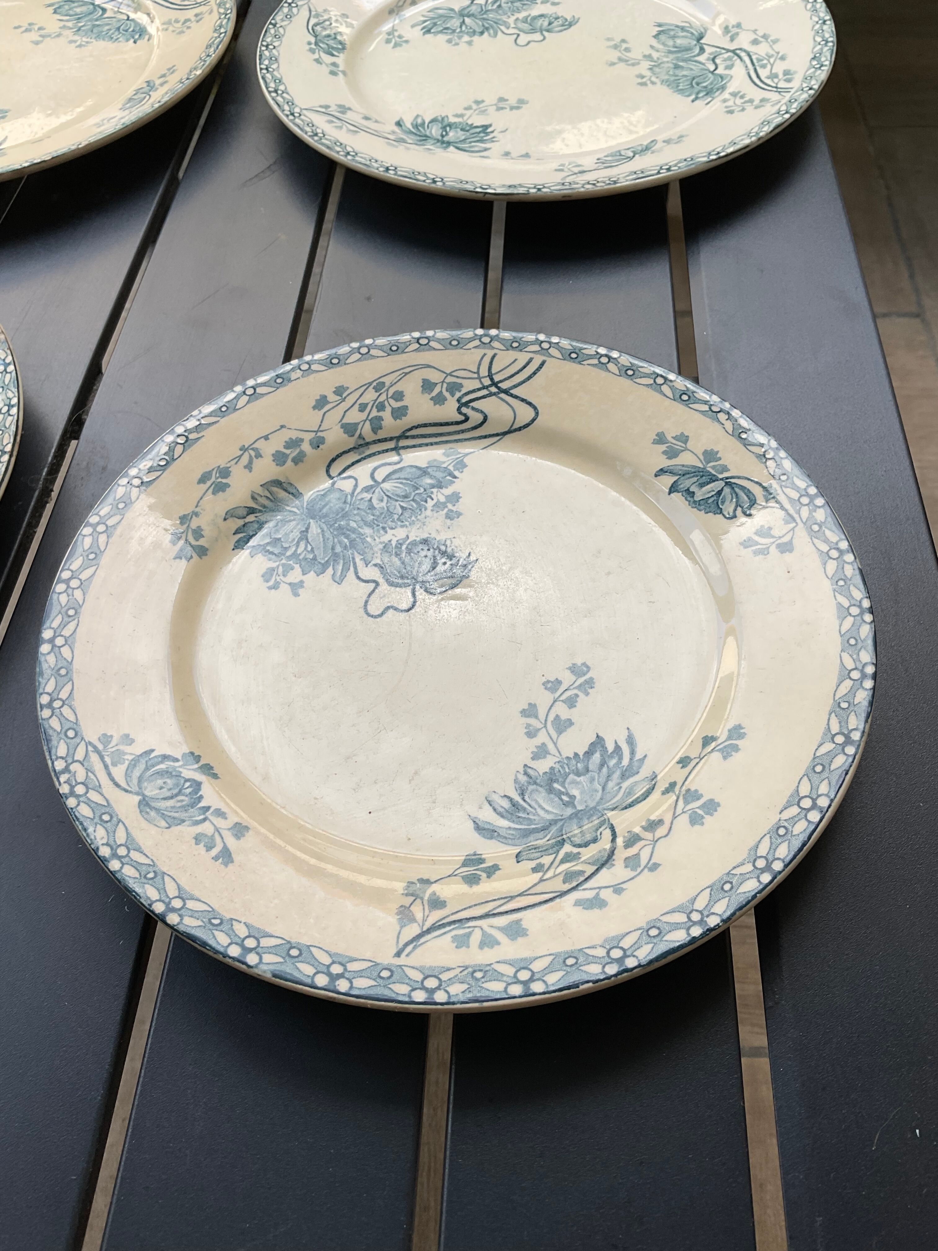 4 plates iron earth Royat sarreguemines U&C