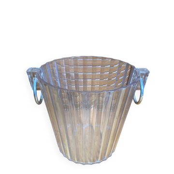Seau à Champagne Ancien Lucite BLANC FOUSSY Plexi + Anses Métal Vintag