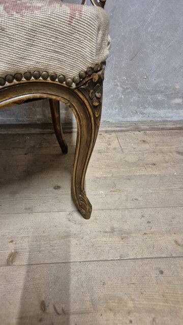 Vintage Louis XV style carved armchair with floral upholstery, 20th century, 90 × 58 cm
