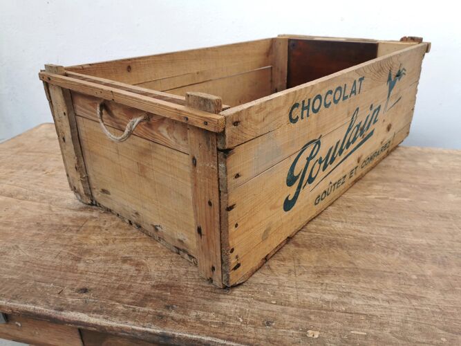 Caisse Chocolat Poulain en bois 1950