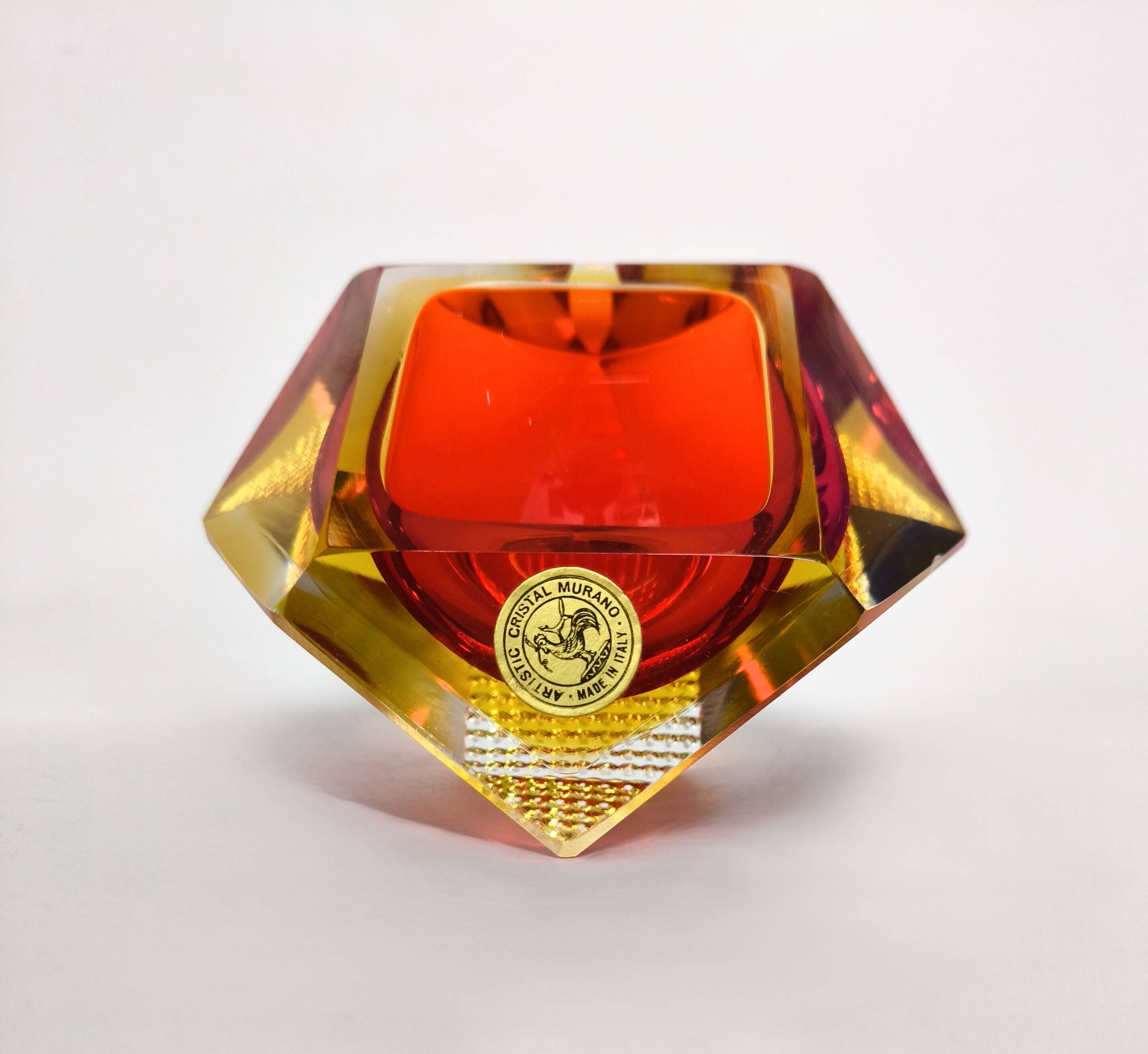 Cendrier en verre de Murano de Flavio Poli, années 60