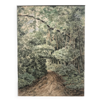 A path in the park of Saint Cloud, watercolor