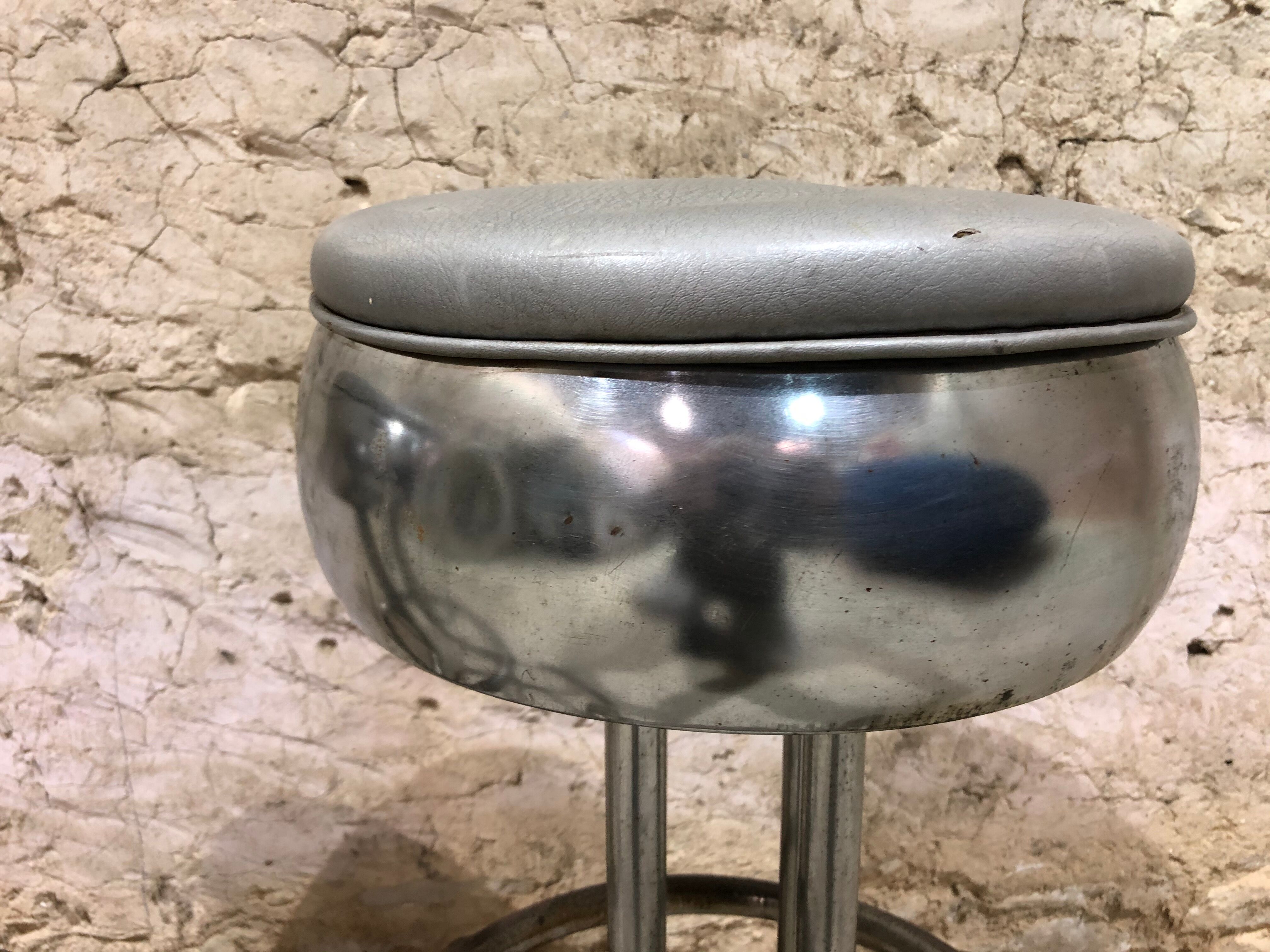 Pair of chrome metal bar stools