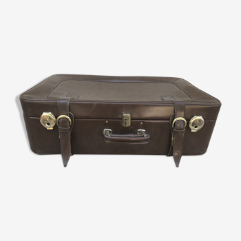 Ancienne valise de voyage cuir marron