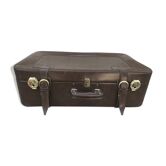 Ancienne valise de voyage cuir marron