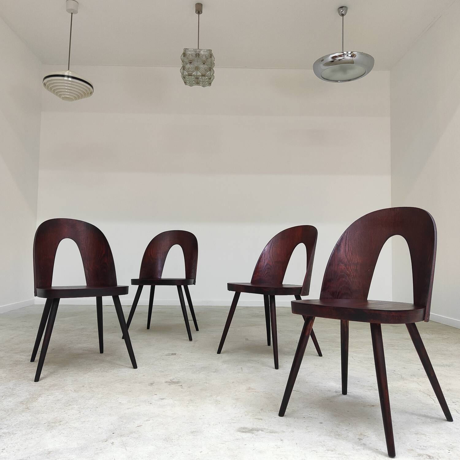Set of 4 all-wood chairs by Antonin Suman for Tatra Nabytok