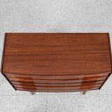 Midcentury Danish wider chest of 5 drawers in teak 1960s