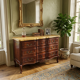 Crossbow commode in solid cherry wood, Louis XV style with marble top.